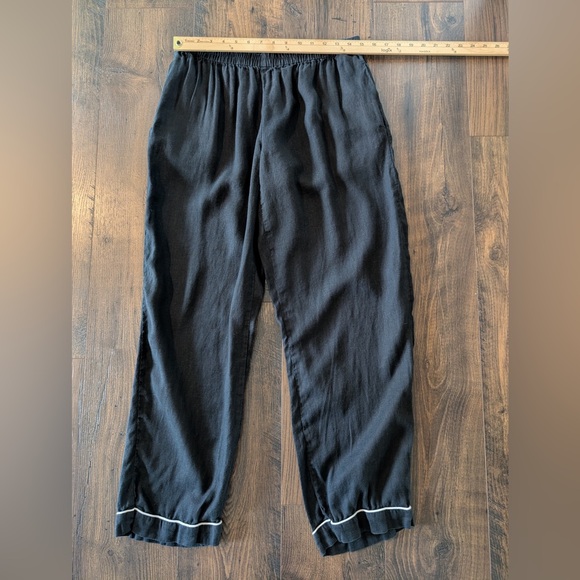 Quince Women’s 100% Linen Pajama Pants w/ Piping Black Size Medium - Picture 7 of 9